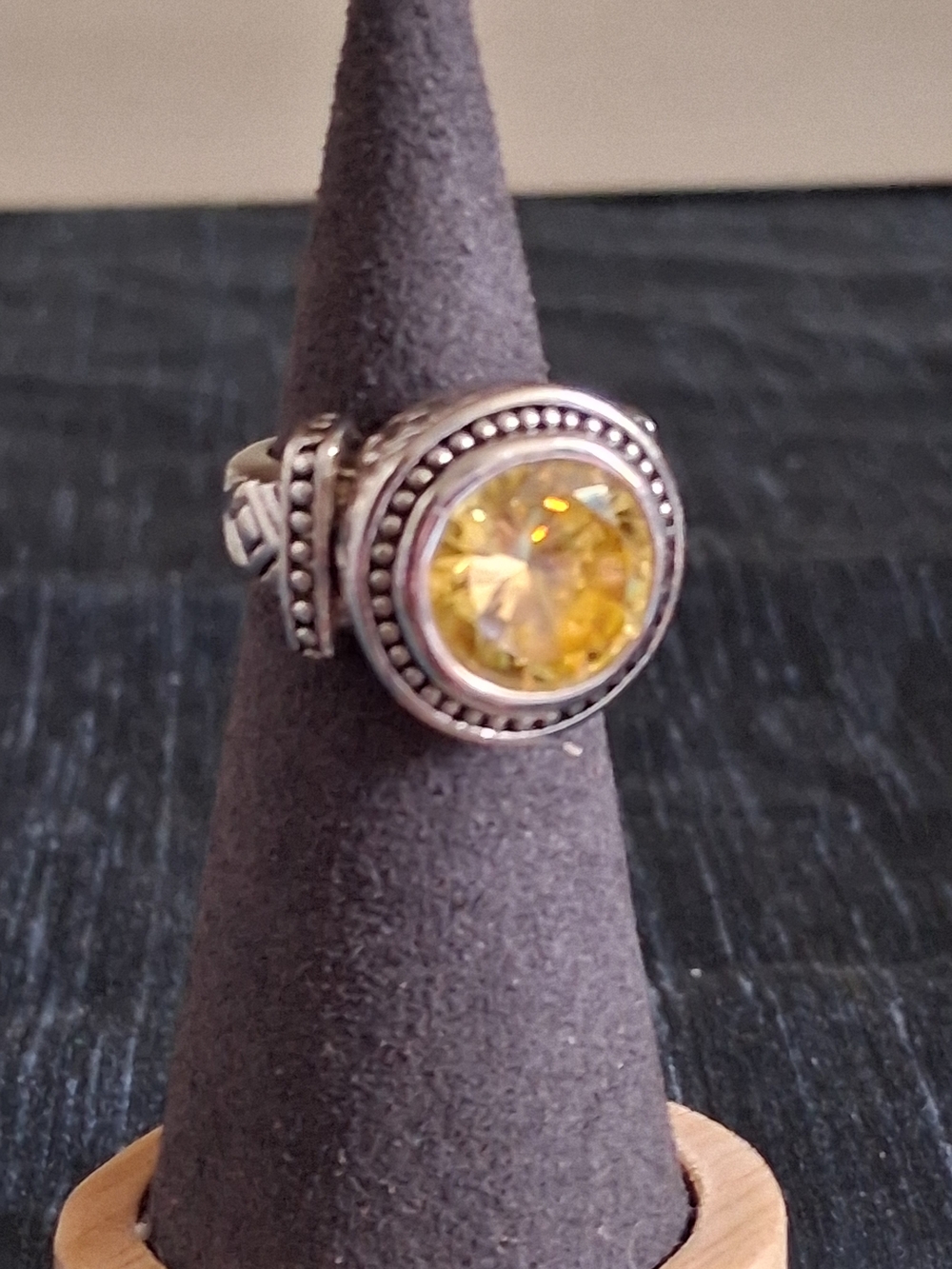 Premier Designs Yellow Crystal Silver-Tone Ring LEMON LUXE Sz 5 Fashion Jewelry